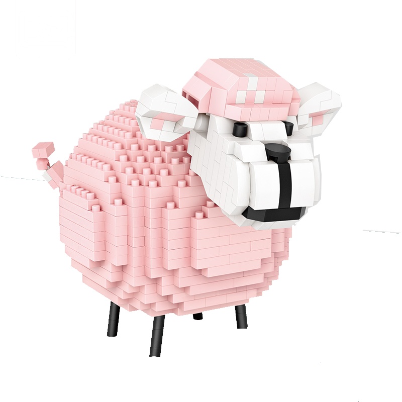 俐智loz小颗粒积木 微钻益智拼装玩具粉嫩小绵羊9234小粉羊 女孩成年人拼图