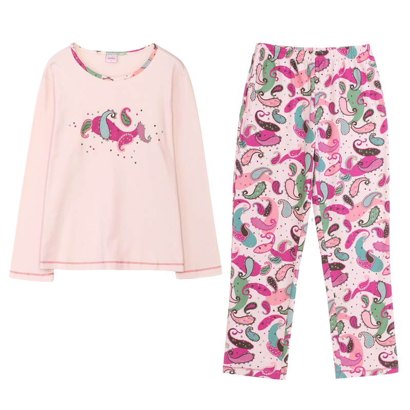 雪仙丽春秋纯棉女睡衣长袖宽松全棉休闲春天韩版新品家居服可外穿