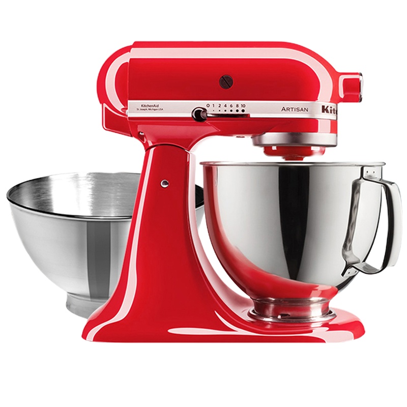 凯膳怡(KitchenAid) 4.8L抬头式厨师机5QT双碗家用小型和面机揉面搅拌机5KSM165PSC暖橘红