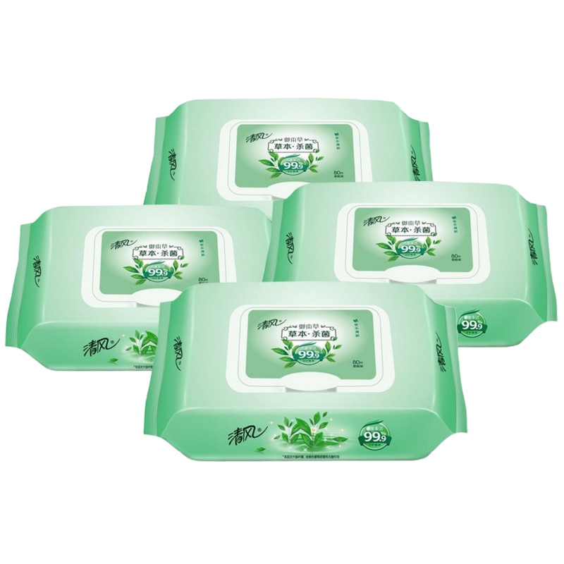 清风 御本草系列草本湿巾80片*12包 一箱装