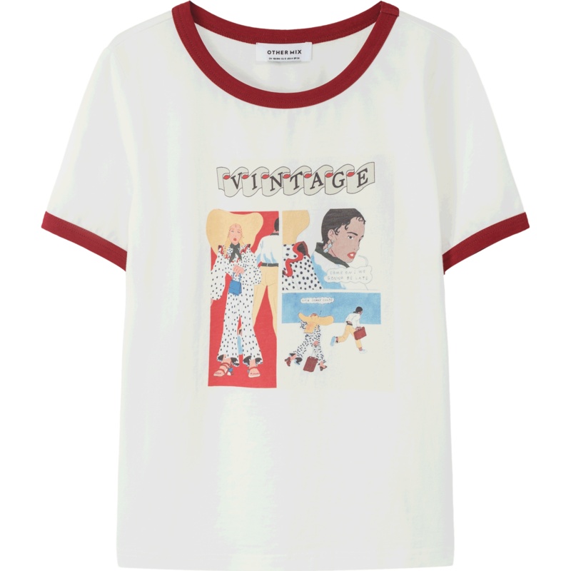 OtherMix字母印花t恤女2021年夏季新款圆领设计感小众短袖上衣潮