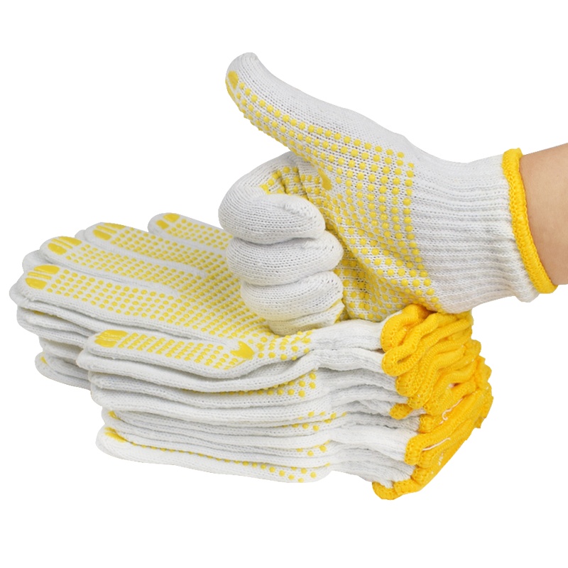 卓顺杰 点塑棉纱手套24付装1200克 漂白棉纱点珠点胶手套 工作司机开车防尘点珠手套026 劳保手套加厚