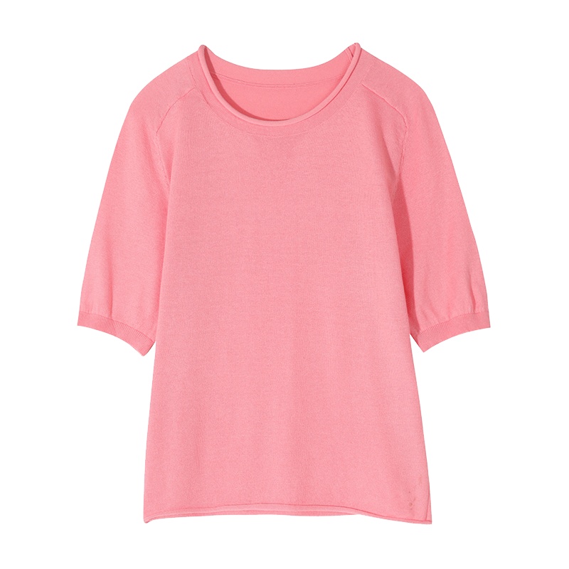 妖精的口袋短袖针织T恤2020春季新款女士黑色打底衫圆领ins上衣潮