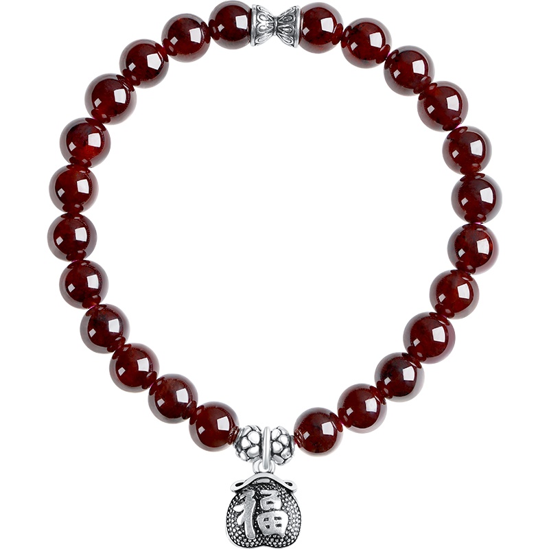 石头记一往情深天然石榴石手链女手串单圈流行饰品925银福袋