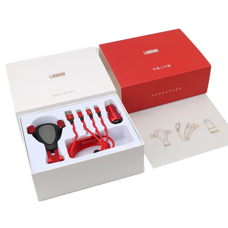 乐默 车载三件套LDS-309 通用手机充电套装重力联动车载支架+精编一拖三数据线+安全锤车充*1 (单位;套)