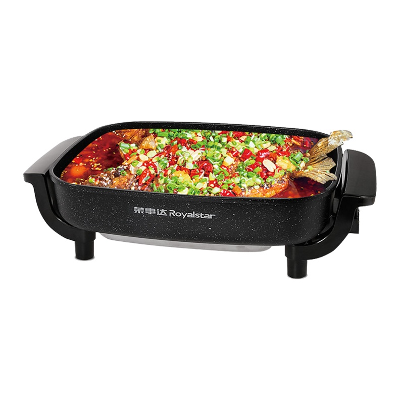 荣事达（Royalstar）韩式烤鱼炉家用电烤盘烧烤炉多功能涮烤一体电火锅加深麦饭石不粘火锅 黑色HG1580