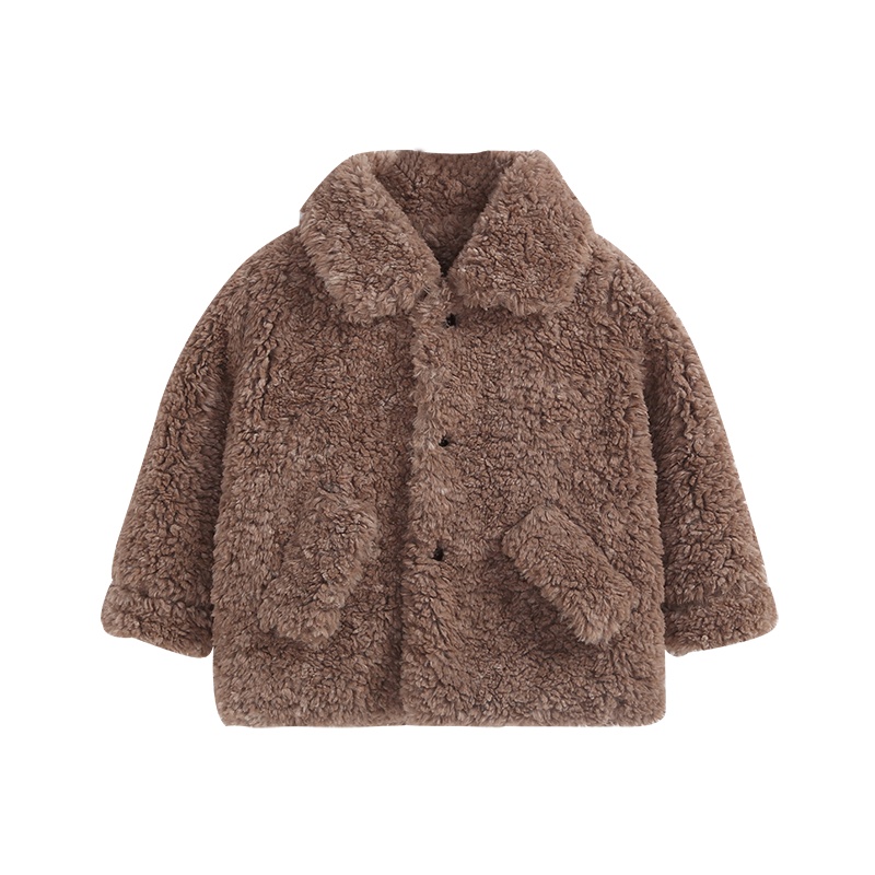 男女童春秋冬外套加绒款2020新款韩版羊羔绒毛大衣