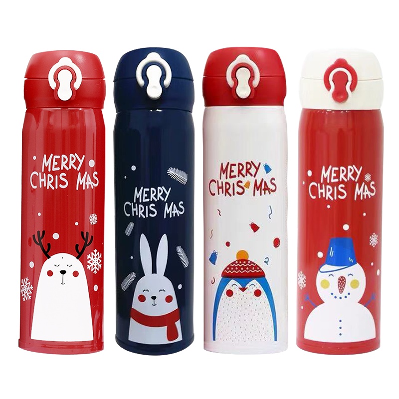 英国Riopoton锐普顿 圣诞保温杯 RT500MC 500ml兔子 创意弹跳杯不锈钢便携茶水杯情侣学生礼物杯