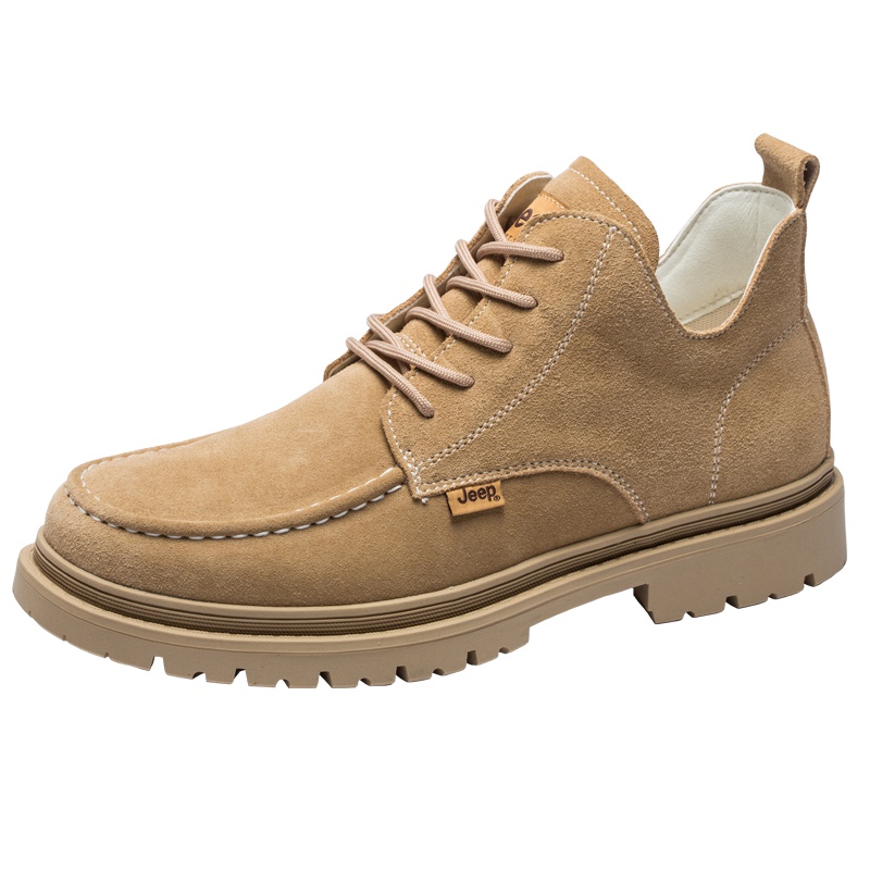 JEEP/吉普新款透气商务休闲马丁鞋男时尚厚底系带英伦风复古低帮运动板鞋个性工装男鞋