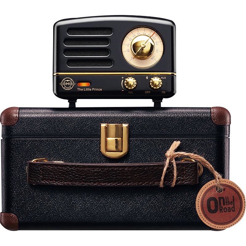 猫王收音机 小王子OTR 无线便携蓝牙音箱迷你小音响可爱复古音响家用金属低音炮收音机创意礼品 骑士黑