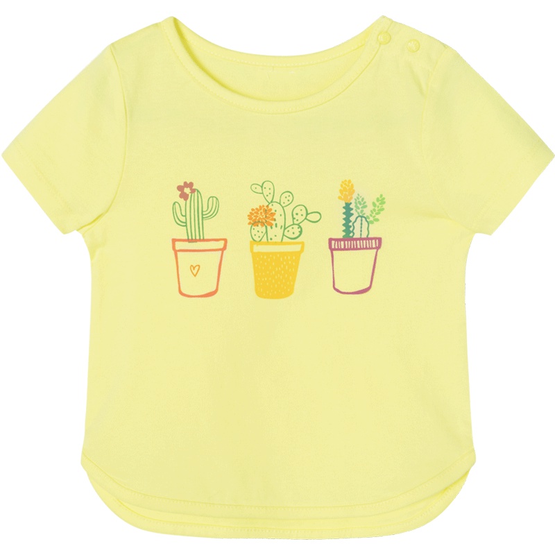 贝贝怡宝宝短袖上衣夏季女童清新纯棉薄款T恤192S2043