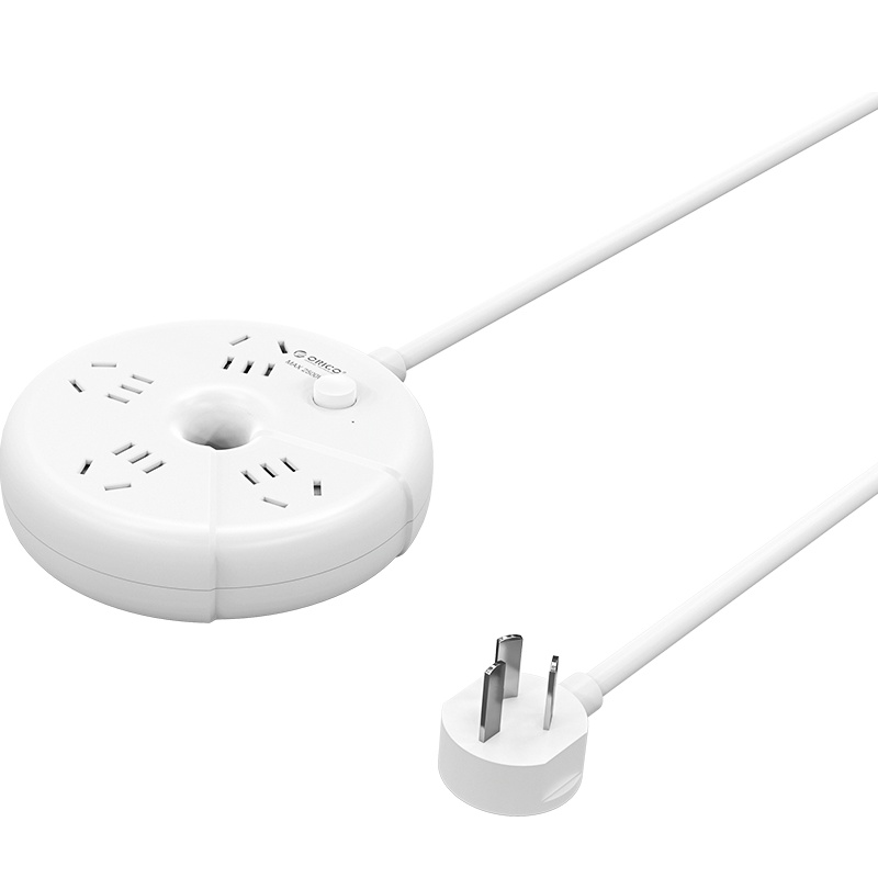 Orico/奥睿科甜甜圈4口插座接线板带线多孔桌面排插小巧家用插排粉色1.8米