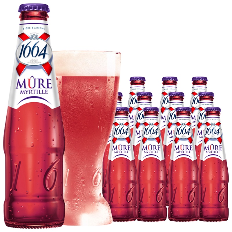 法国原装进口克伦堡1664蓝莓果味果啤250ml*12瓶装