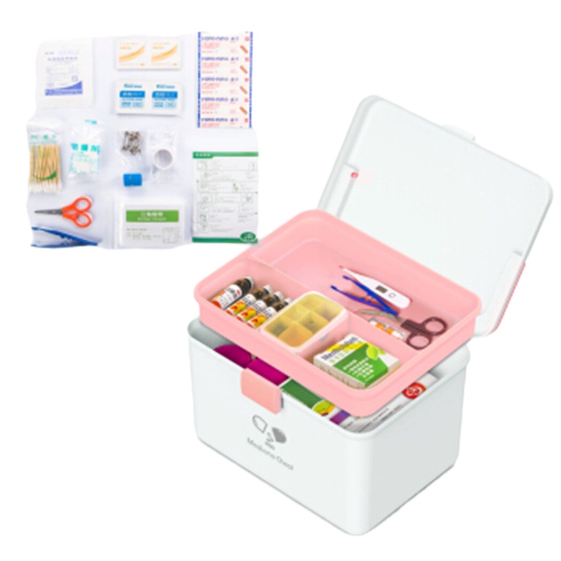 Vilscijon维简 家用医药箱多功能急救箱出诊箱药品收纳盒塑料大号多层收纳箱 企业套装6665 白色