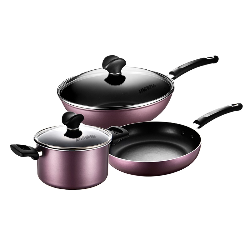 ASD爱仕达新不粘三件套PL03G1TG 炒锅煎锅汤锅 家用不粘锅 30cm炒锅+24cm煎锅+20cm汤锅