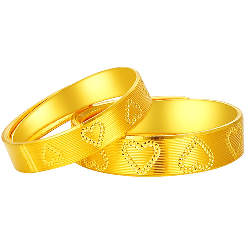 金一足金999一心一意精品情侣开口对戒黄金戒指结婚送女友戒指浪漫礼物(计价) ABA006-ABA006-1