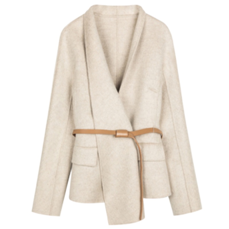 专柜同款拉夏贝尔气质短款呢大衣2019冬季新款韩版修身毛呢外套女洋气流行10023963