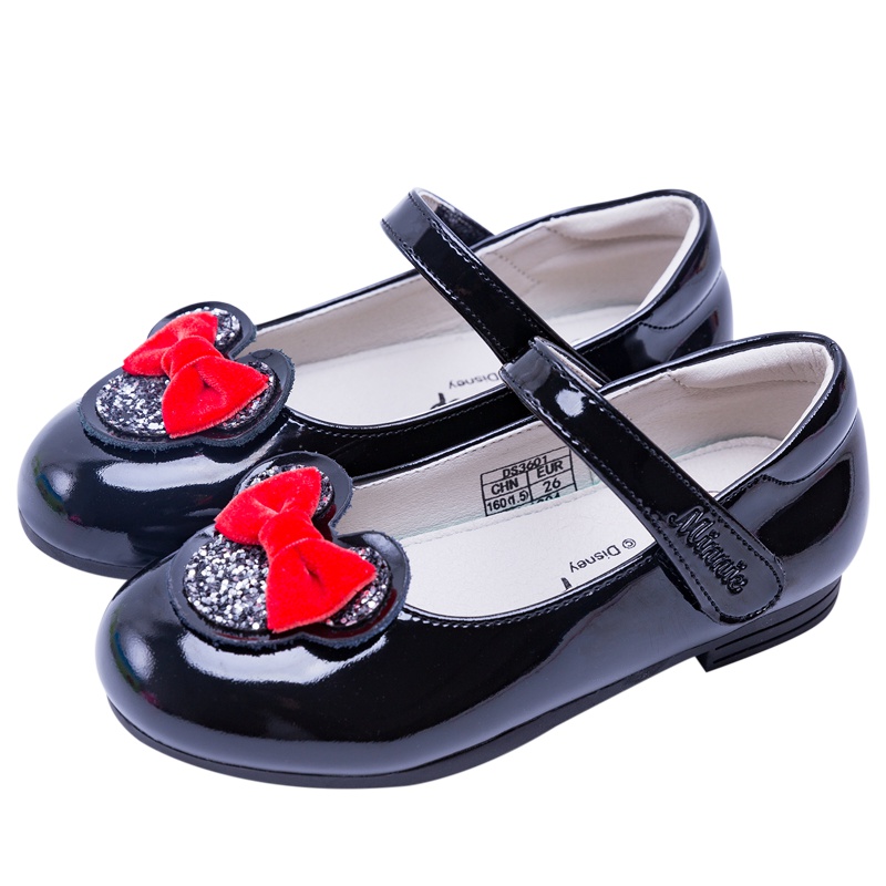 女童皮鞋2019年新款圣诞红儿童童鞋黑色皮鞋