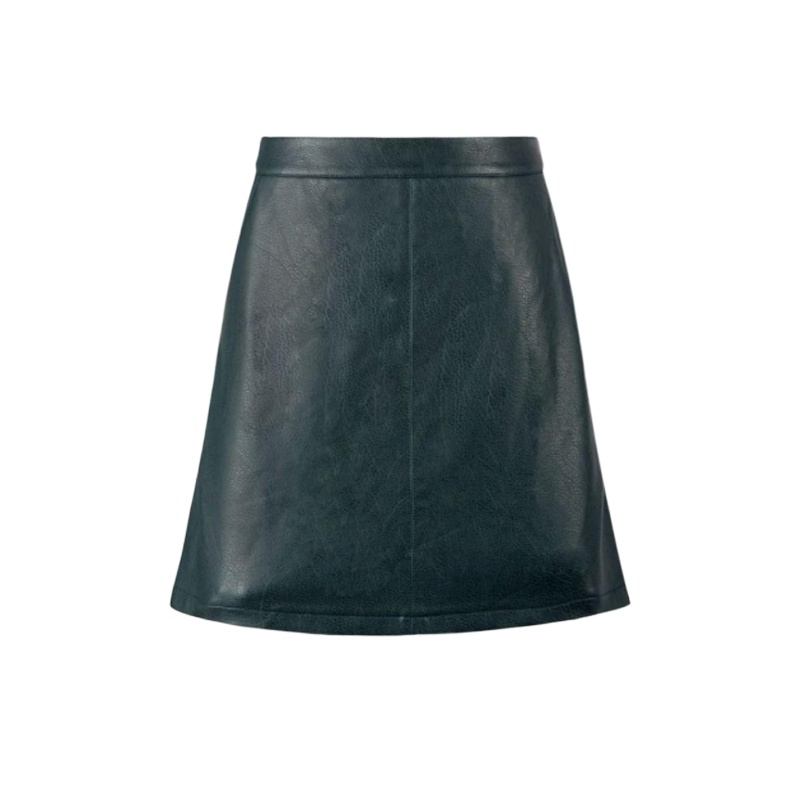 【福利款】拉夏贝尔拉贝缇春夏季新款休闲经典A字裙PU皮休闲半身裙60004930