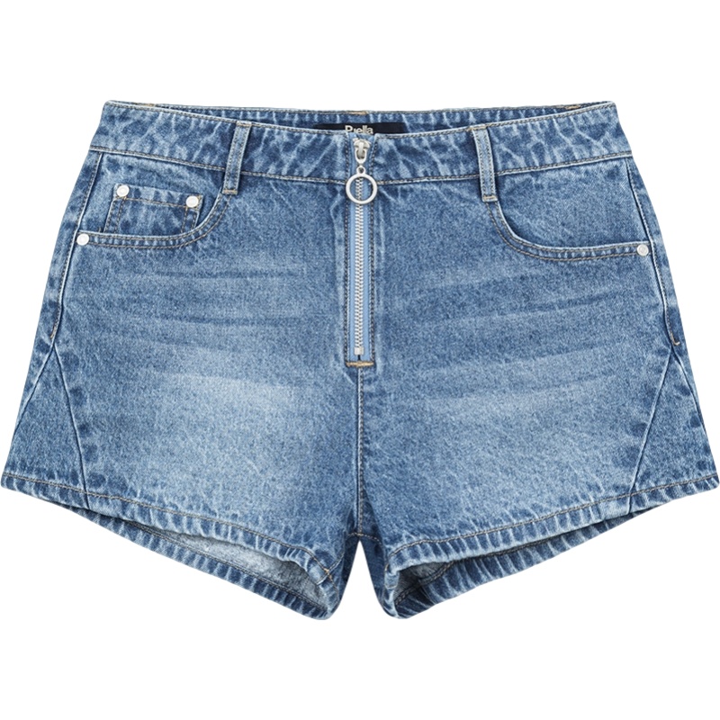 【专柜同款】Puella夏牛仔短裤女新款宽松学生百搭显瘦拉链潮流直筒休闲热裤子200122_736 白色 S