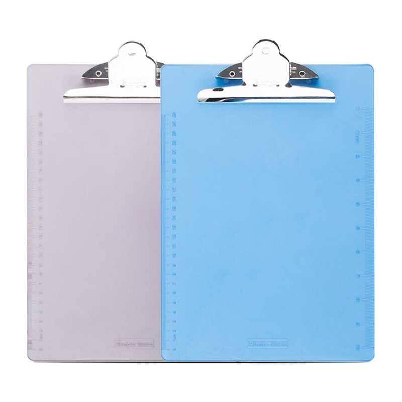 广博A4板夹 2个 学生写字垫板书写板夹带刻度 文件夹板塑料透明夹板菜单夹 会议资料夹子 颜色随机