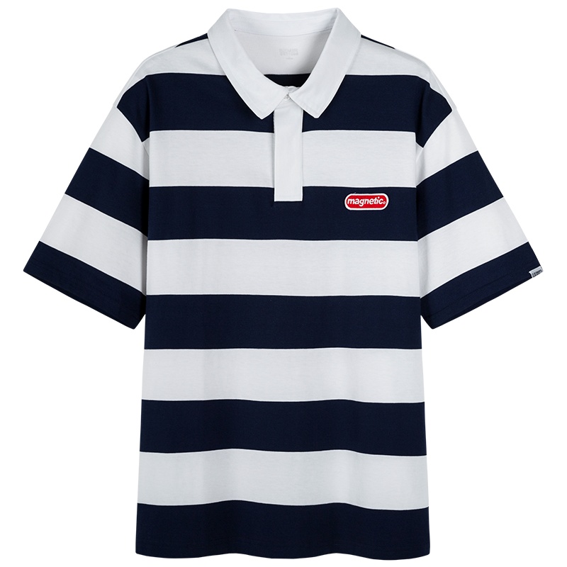 森马夏天polo衫男纯棉短袖T恤男士韩版宽松条纹上衣潮