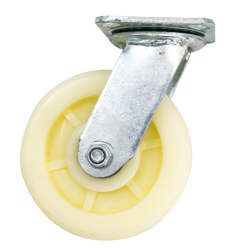 海斯迪克 HKZ-22 白色加厚尼龙轮 工业脚轮 推车轮子定向万向轮 6寸重型(万向轮)