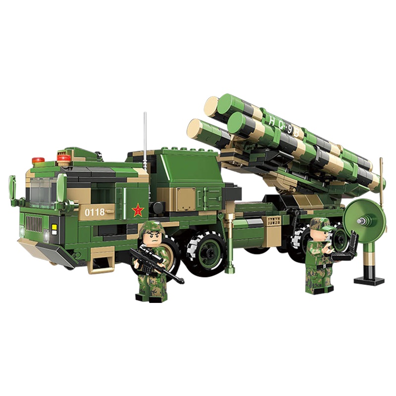 坦克积木履带式二战轻型拼装益智九岁十岁玩具男孩生日礼物导弹车(红旗-9B远程地空导弹发射车)