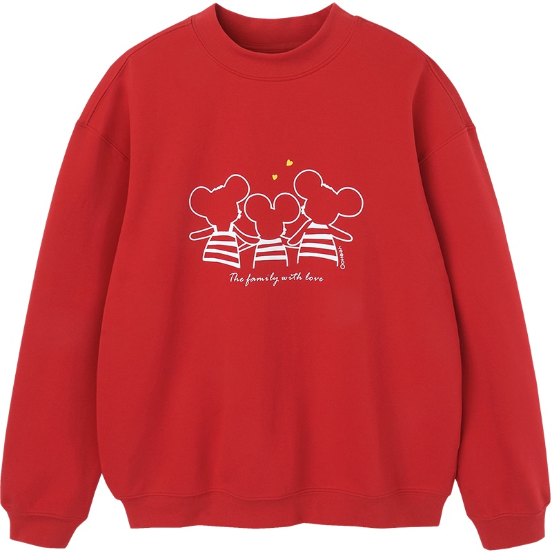 英氏亲子装一家三口卫衣四季款纯棉圆领开肩舒适透气长袖套头上衣 成人款 YZJFJ30003A01