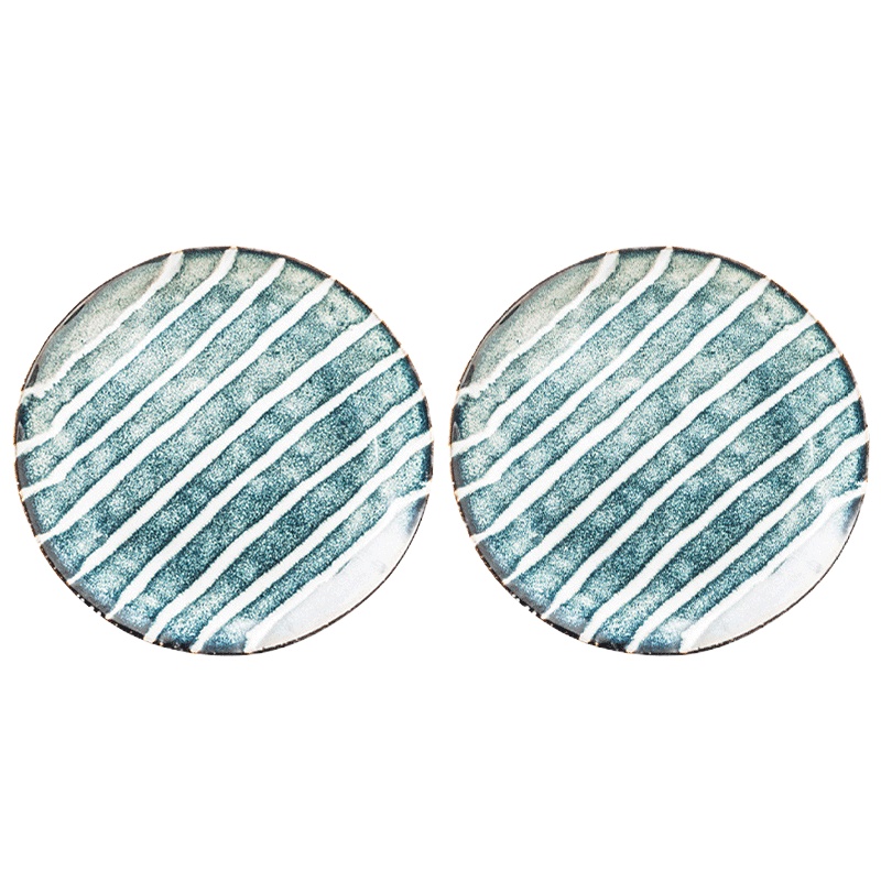 亿嘉IJARL ins网红陶瓷餐具创意个性复古窑变釉工艺不规则陶瓷餐具 青黛系列 青黛7.8英寸平盘两只装