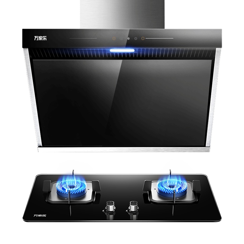 万家乐 烟灶厨电套餐装 17立方大风力 侧吸式玲珑750mm 单抽吸油烟机 单 嵌入燃气灶具天然气AL011+K100B
