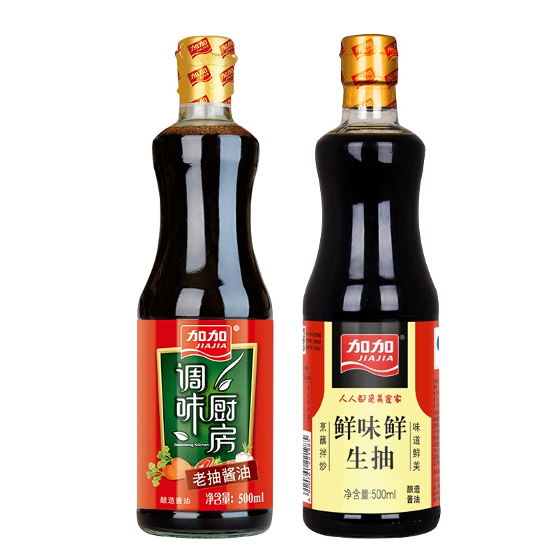 加加鲜味鲜生抽500ml搭配调味厨房老抽500ml