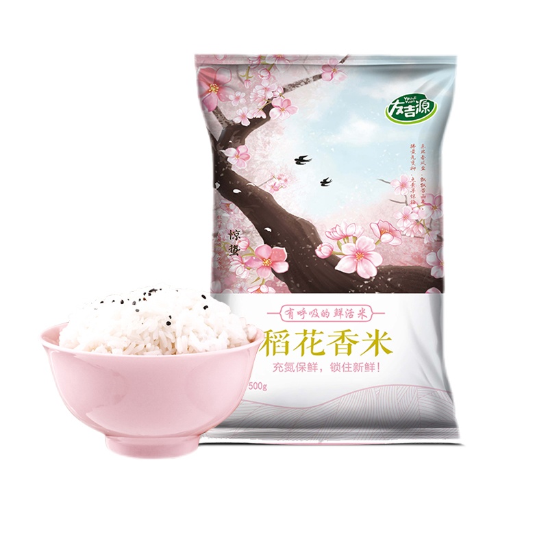 2021年新米稻花香2号东北大米友吉源0.5kg氮气小包装1包1斤鲜活米