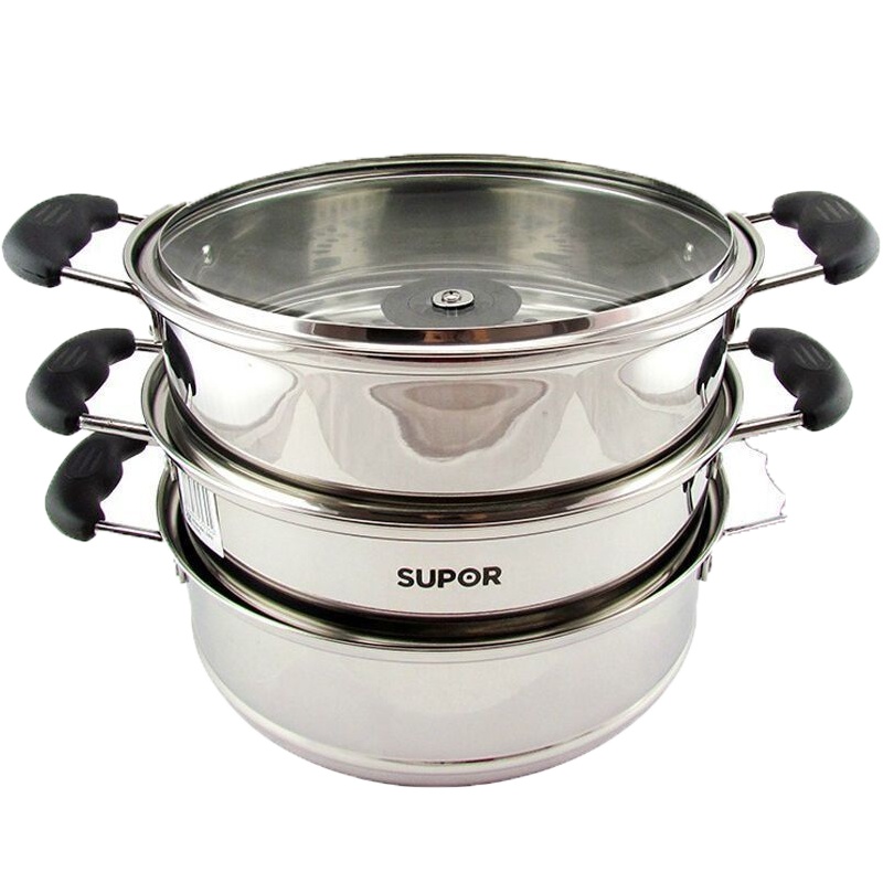 苏泊尔(SUPOR) 蒸锅 易存储三层复底蒸笼 明火电磁炉适用锅具26CM SZ26B3