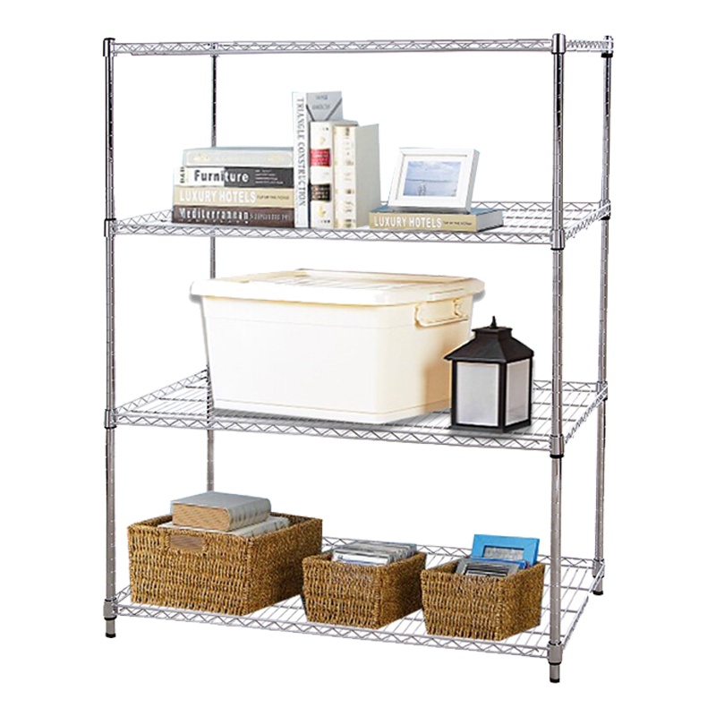 欧宝美货架不锈钢超市仓库货架展示架储物架简易收纳架置物架可移动定制款4层不含轮