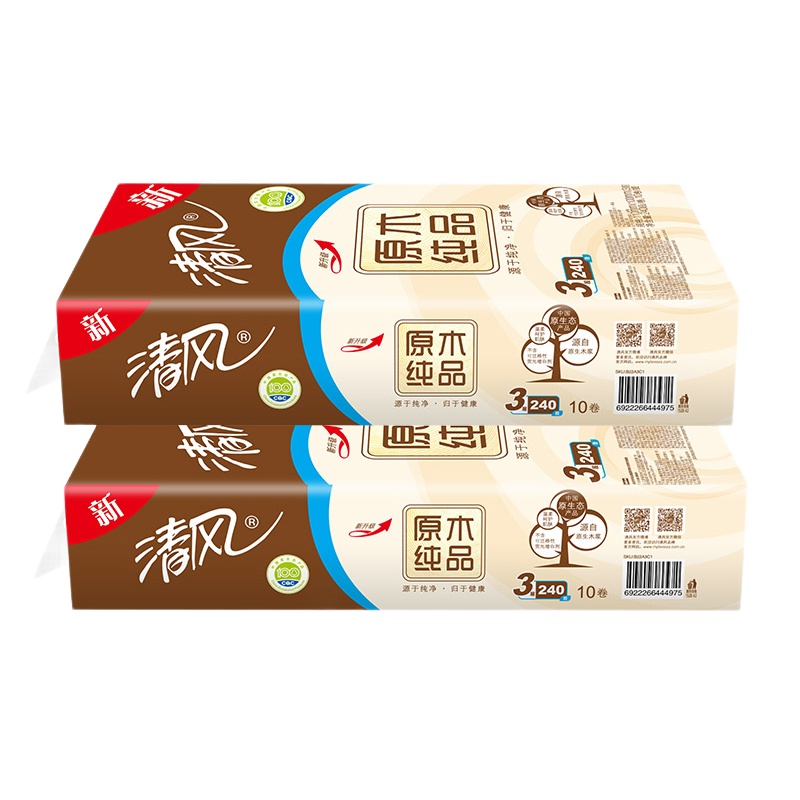 清风卷纸批发原木纯品家用实惠装卷筒纸巾卫生纸实惠装240段10卷/提