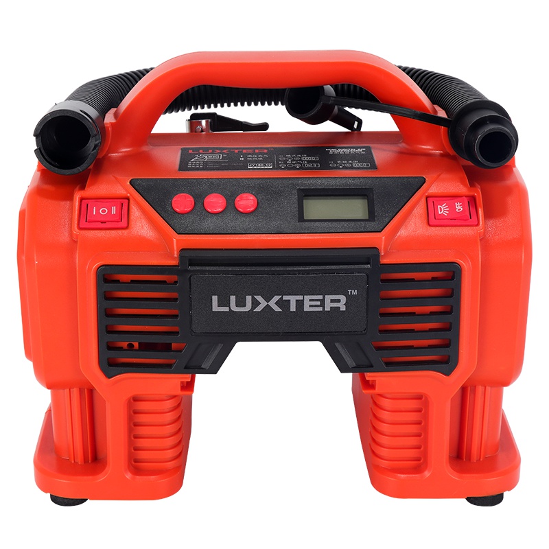 车载车用充气泵自动充停汽车轮胎打气泵胎压检测吹吸两用充放气电动车气垫床打气筒 12v车用电源供电A款橘红