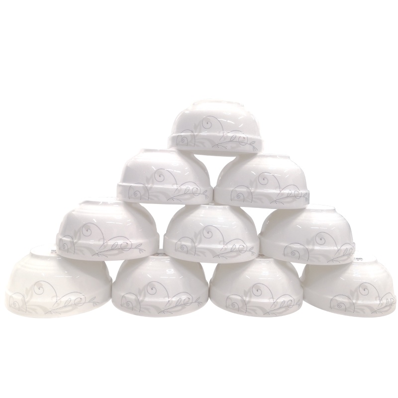 富昱景 欧式骨瓷景德镇陶瓷吃饭碗泡面碗碟套装家用微波炉专用碗10个装