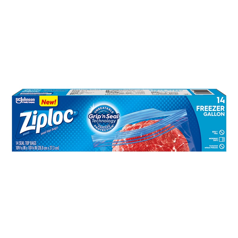 密保诺 Ziploc 美国进口 密实袋 冰箱冷冻专用 保鲜袋 非保鲜膜 大号14个 全美热卖品牌