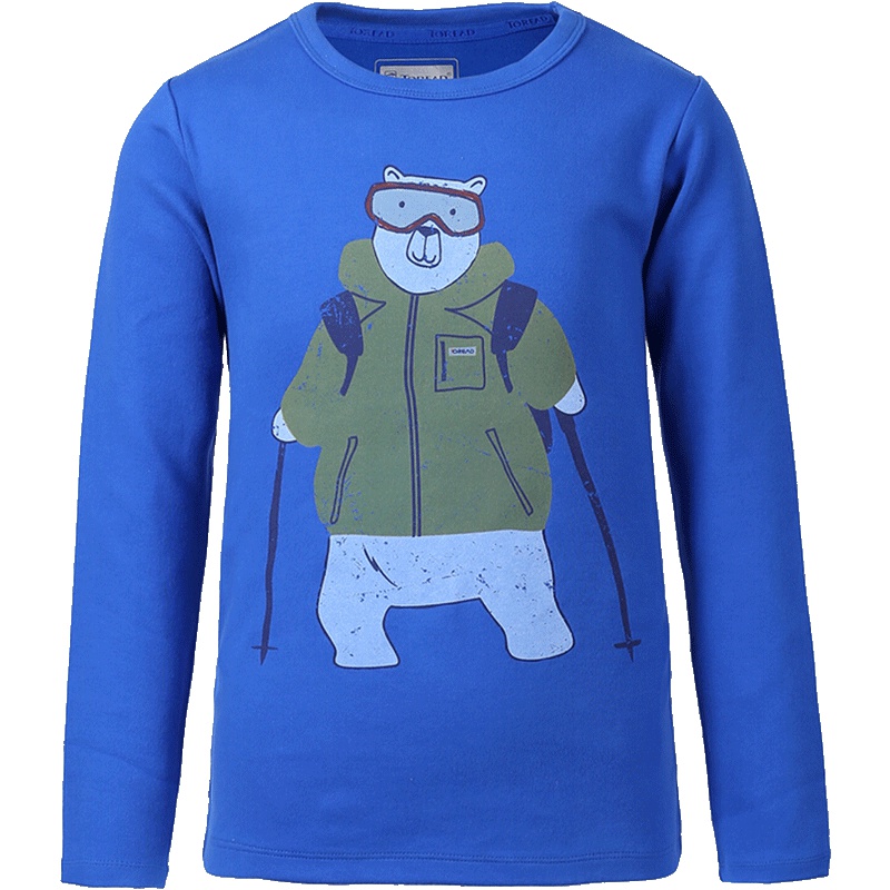 探路者（TOREAD）儿童户外男童印花弹力保暖休闲长袖T恤QAJG93041