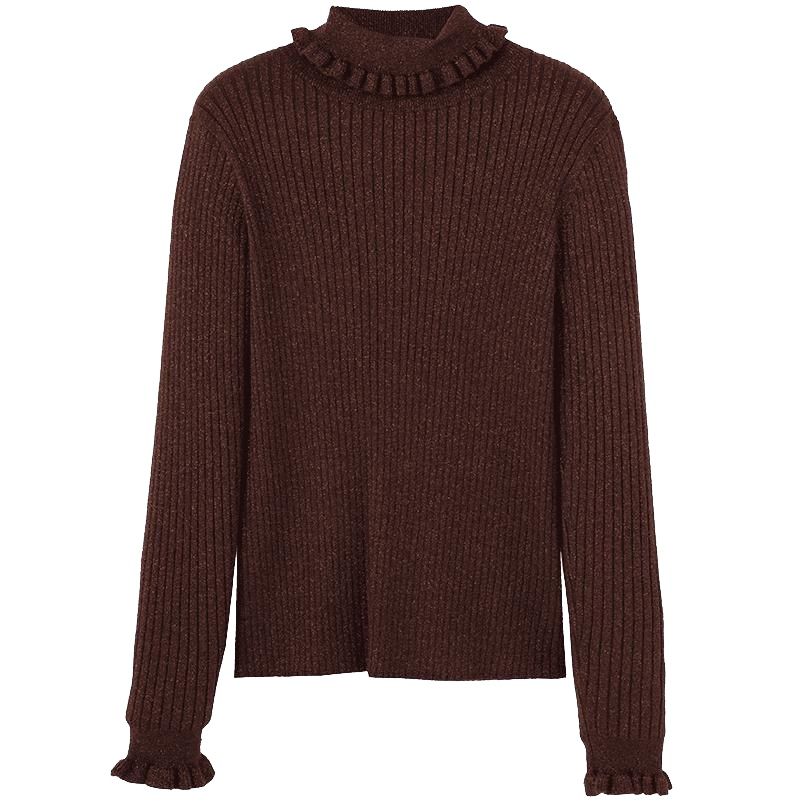 新款拉夏贝尔高领毛衣女冬季新款宽松长袖套头上衣保暖百搭针织衫10018122