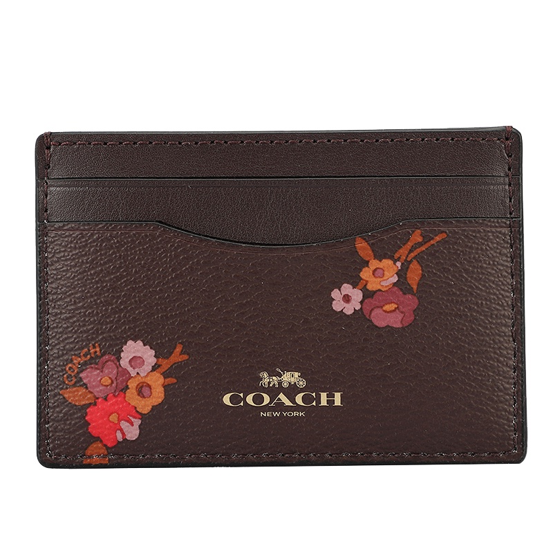 蔻驰coach钱包奢侈品女包欧美时尚真皮名片夹短款印花卡包女士钱包