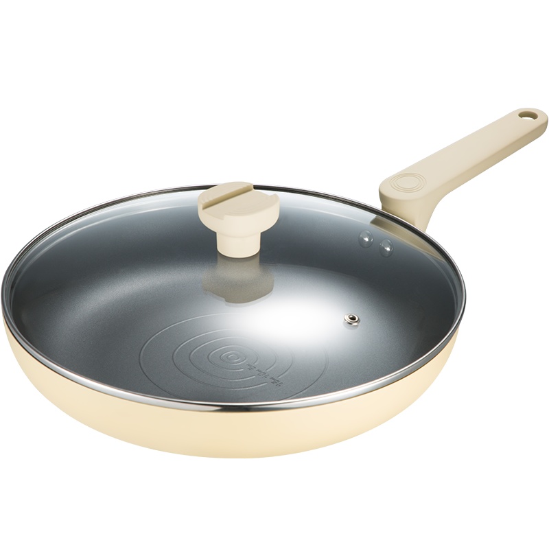 炊大皇煎锅 家用黄色压花煎锅高颜值厨房少油烟易清洗不粘锅 精简装可选JG26YHH