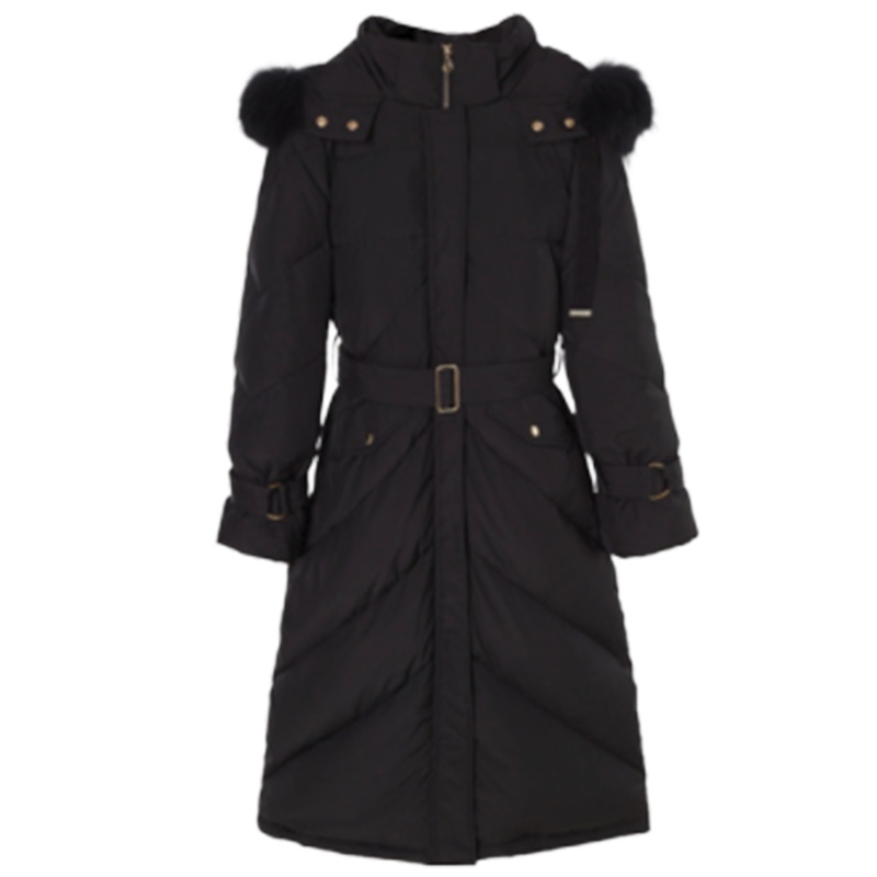 【专柜同款】Y拉贝缇粉色羽绒服女装中长款拉夏贝尔2019冬季新款时尚过膝外套60009286