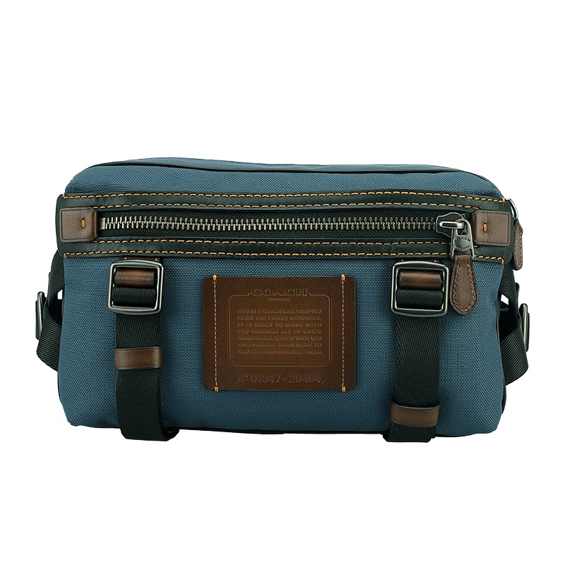 蔻驰coach男包斜挎包欧美时尚奢侈品帆布格纹拉链腰包单根挎包斜挎包 男