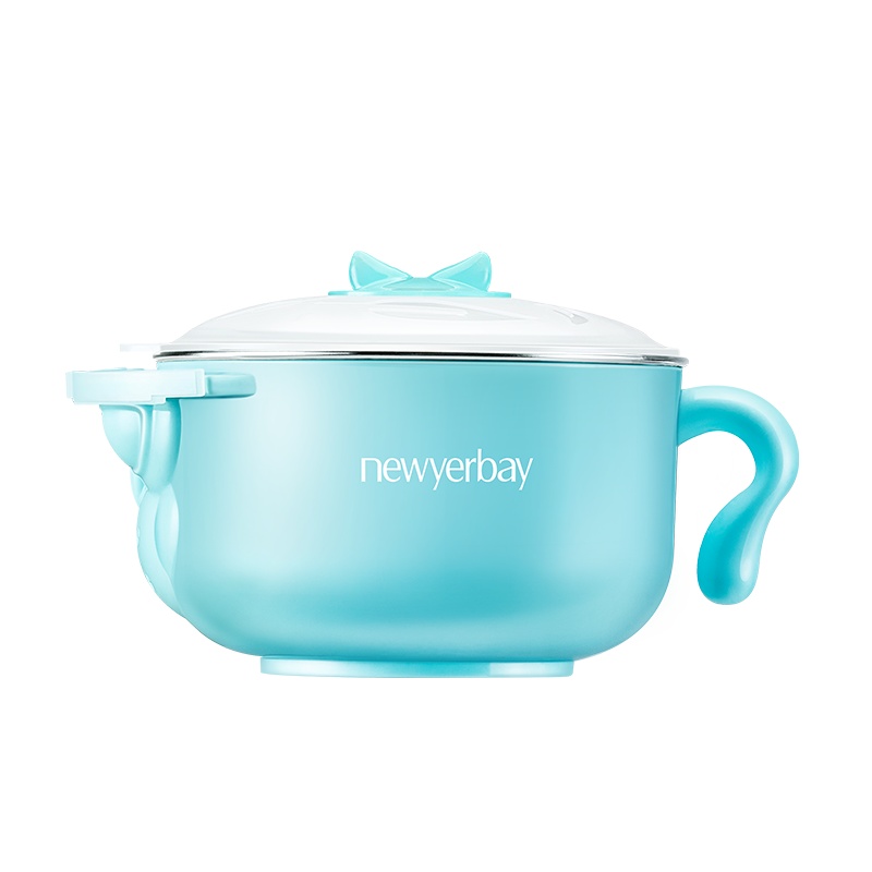 纽因贝注水保温碗 儿童餐具宝宝注水保温碗吸盘碗婴儿辅食碗400ML 蓝色款