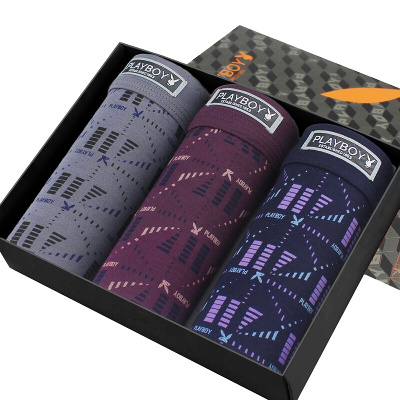 花花公子内裤男士内裤冰丝四角平角宽松肥佬内裤男士平角加肥加大码短裤头潮流5270-3