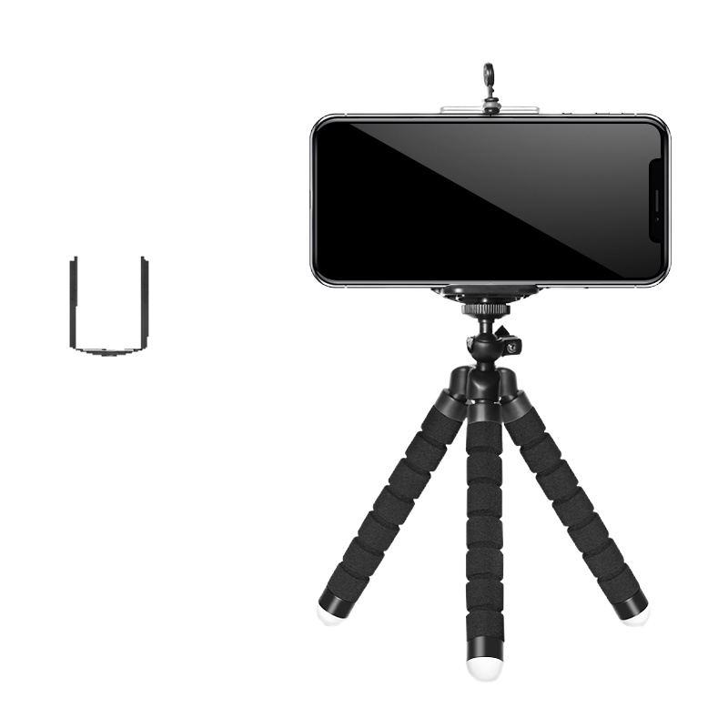 火豹八爪鱼手机三脚架迷你便携拍摄三角摄影支架多功能看电视直播章鱼户外八抓鱼支撑架桌面懒人拍照户外 黑色+手机手机座