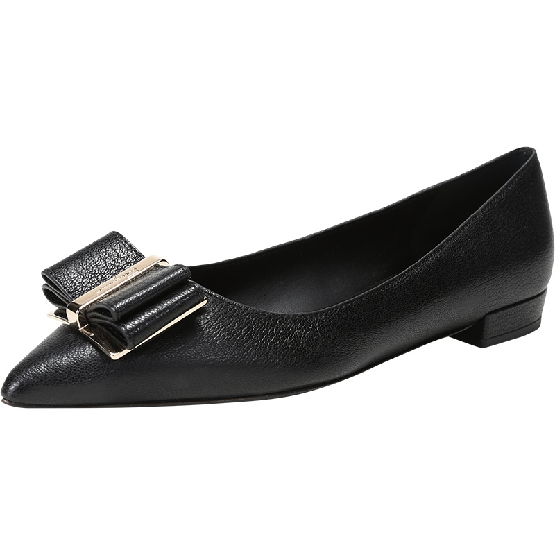 Salvatore Ferragamo 菲拉格慕 女士ZERI 10系列皮革蝴蝶结尖头平底鞋单鞋 0733394