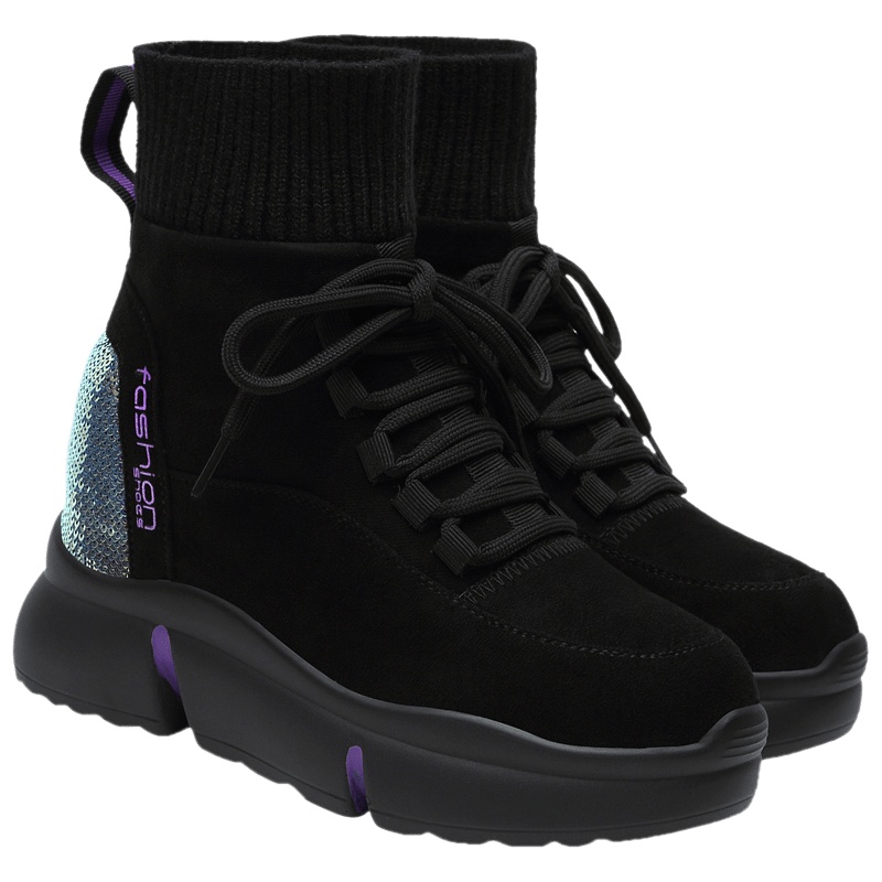 百年纪念Centenary秋冬加绒高帮厚底保暖女鞋棉鞋单靴系带短靴女2012